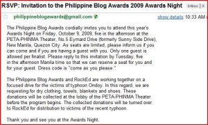 Philippine Blog Awards 2009 Awards Night Invitation